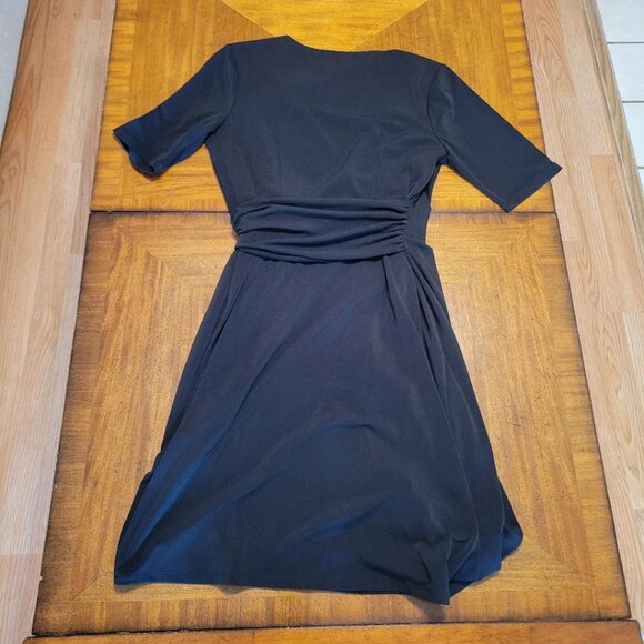 Ann Taylor Black Wrap Top Dress with Gathered Banding at Waist - Picture 9 of 14